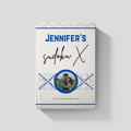 Custom Sudoku X gift book with personalized name and message; the cover features a unique 'XOX' design where a custom couple's photo forms the center letter, shown on a light gray background.