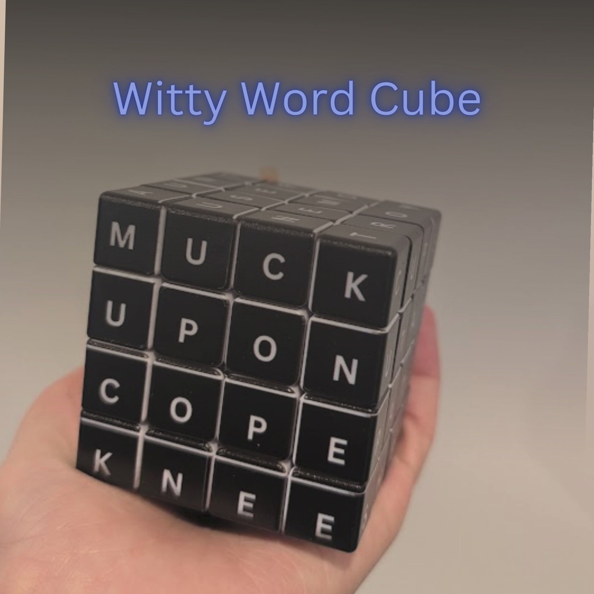 Video of Witty Word Cube being rotated in hand