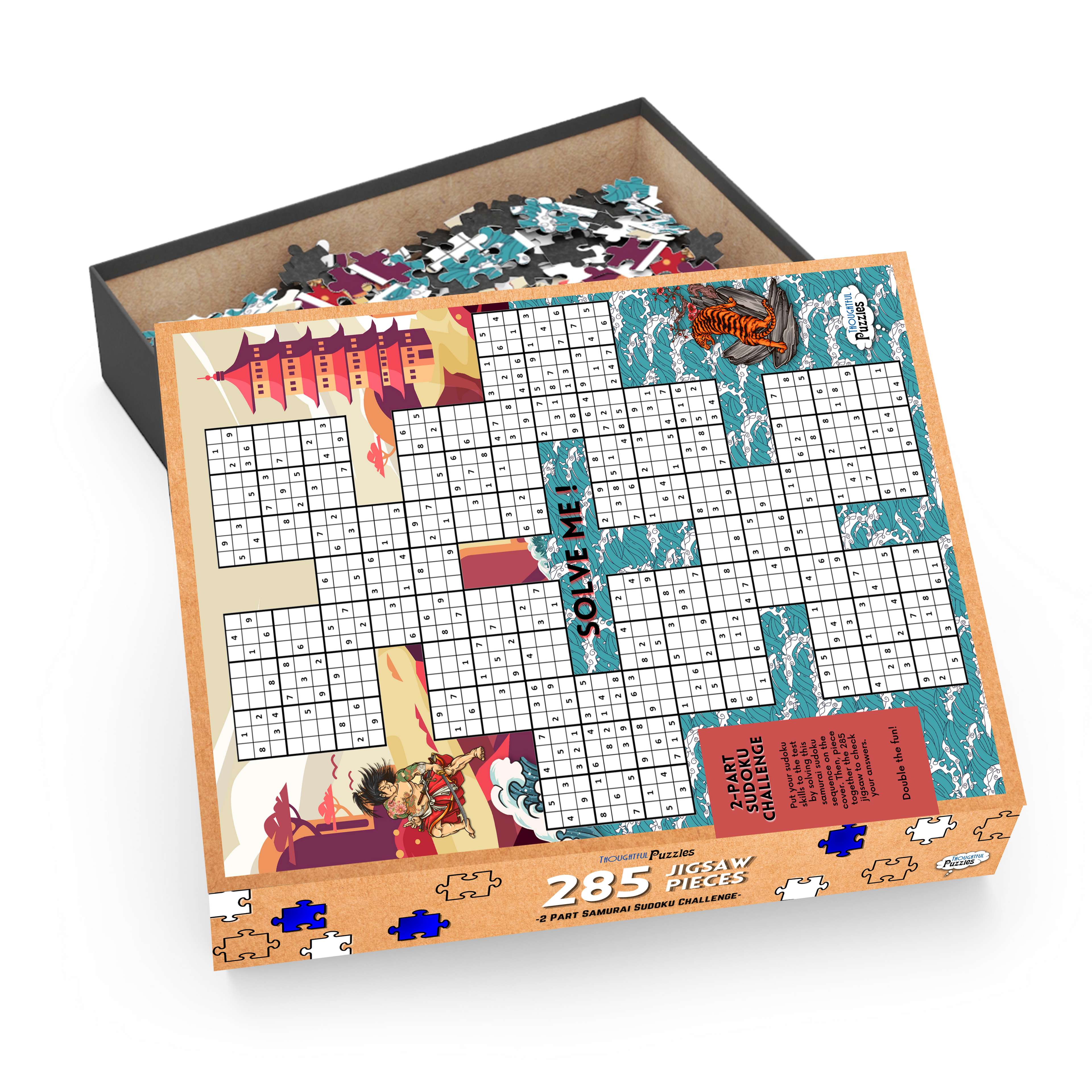 2 Part Samurai Sudoku jigsaw puzzle game preview with box open