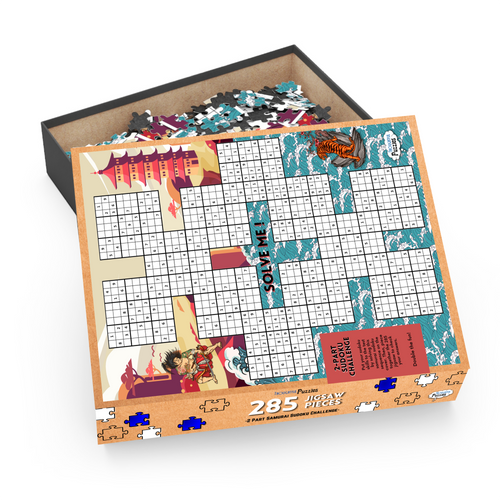 2 Part Samurai Sudoku jigsaw puzzle game preview with box open
